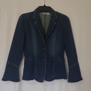 VINTAGE 90s Newport News Jeanology Dark Blue Women's Jean Jacket Blazer